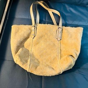 Gucci Suede Gold Tone Charms Shoulder Bag